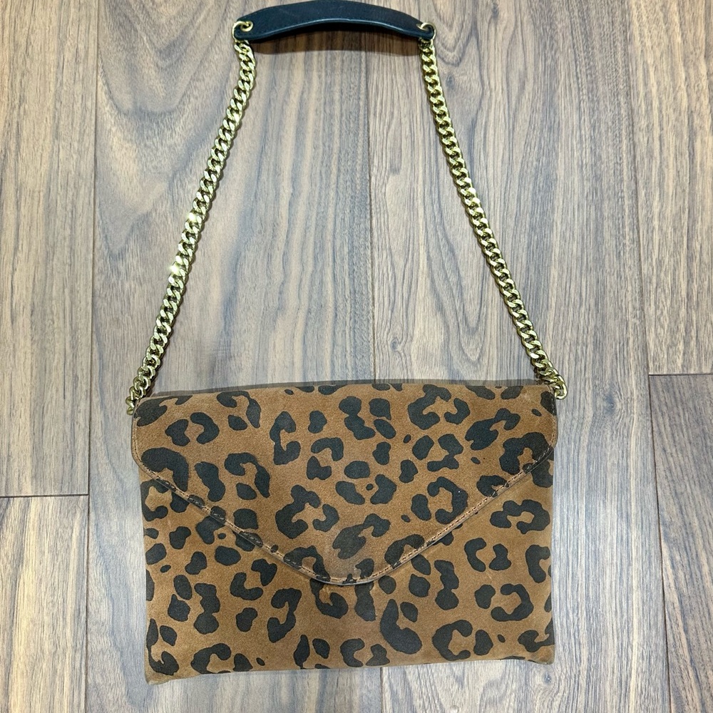 J Crew Leather Leopard Purse